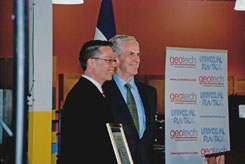 Geotech CEO Jeffrey Popiel and John Bryson, Secretary of Commerce